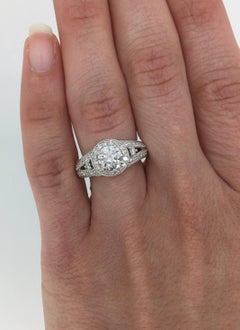 1.70 Carat Diamond White Gold Halo Engagement Ring