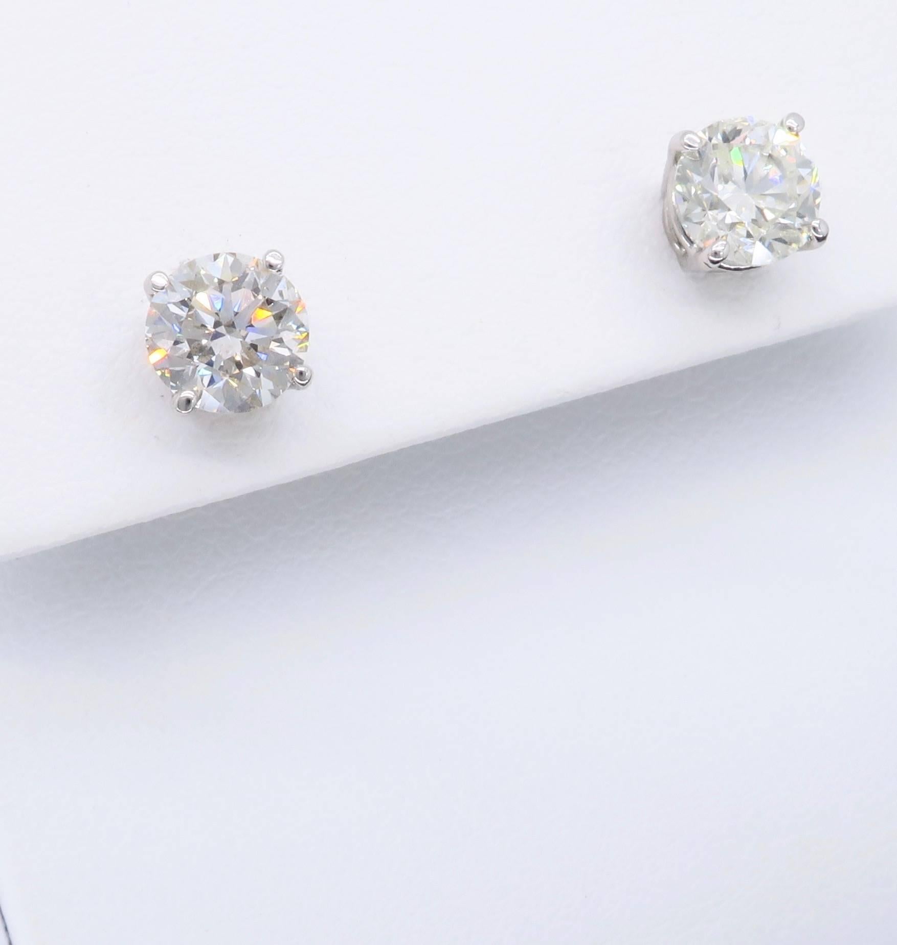 Women's or Men's 1.80 Carat Diamond Stud Earrings