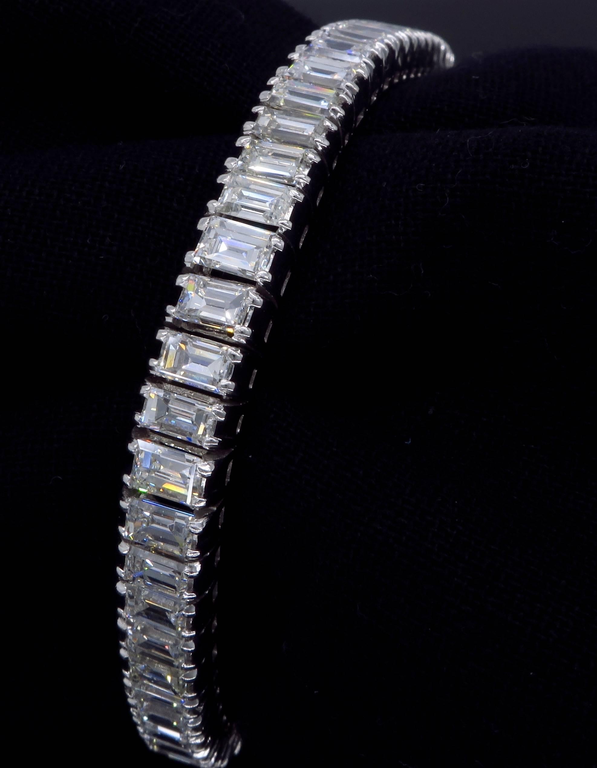 Women's 12.00 Carat Emerald Cut Diamond Platinum Line Bracelet