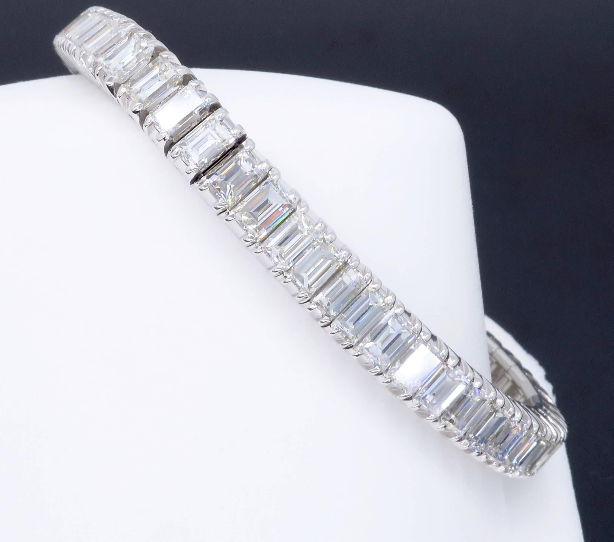 12.00 Carat Emerald Cut Diamond Platinum Line Bracelet 1