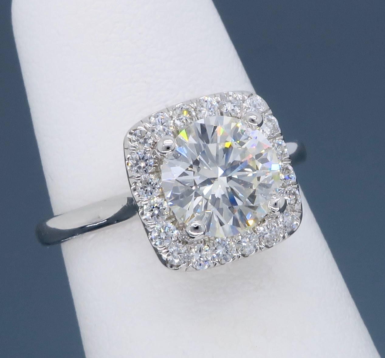 GIA Certified 1.07 Carat Diamond White Gold Halo Setting Engagement Ring  4