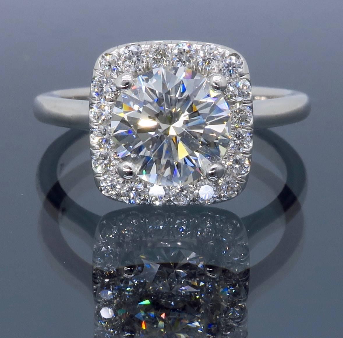 GIA Certified 1.07 Carat Diamond White Gold Halo Setting Engagement Ring  5