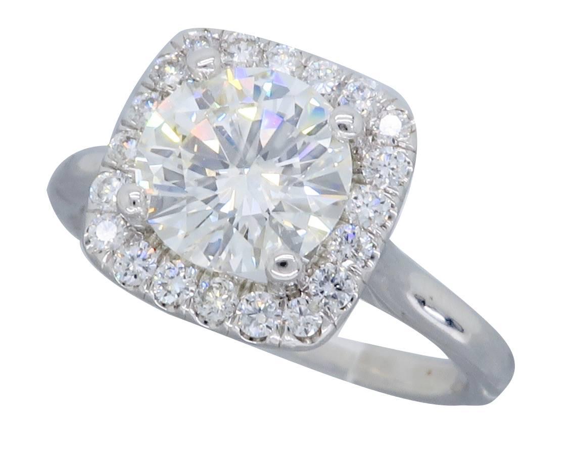 GIA Certified 1.07 Carat Diamond White Gold Halo Setting Engagement Ring  6