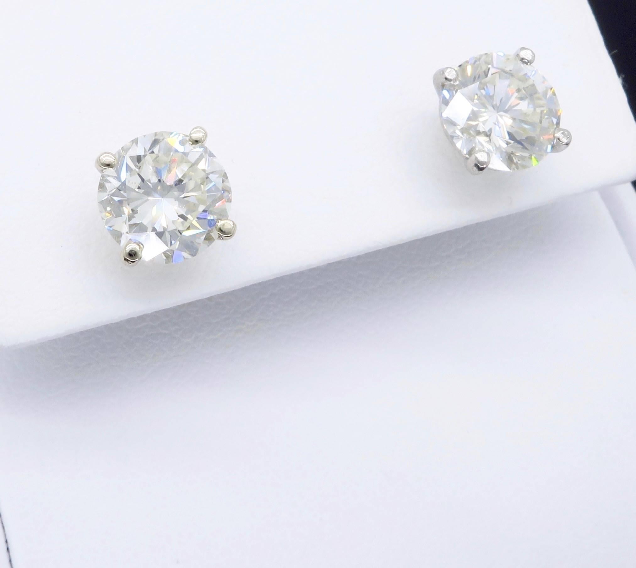 3.64 Carat Round Brilliant Cut Diamond Stud Earrings 3