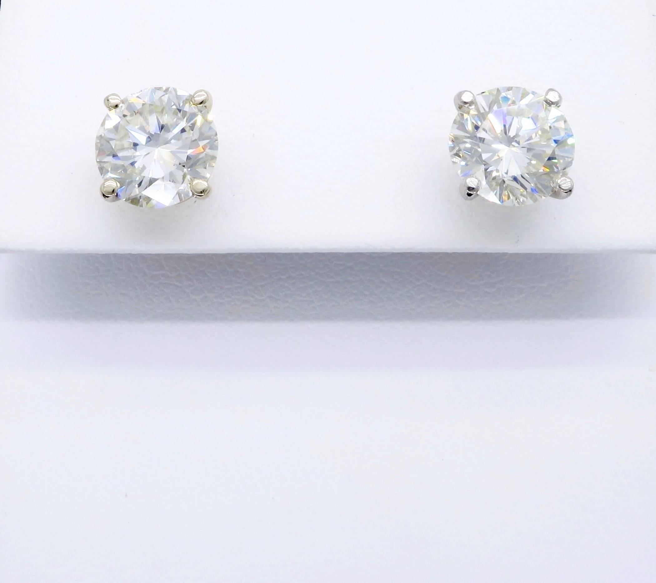 3.64 Carat Round Brilliant Cut Diamond Stud Earrings 4