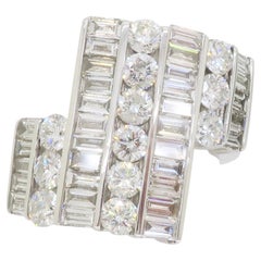 Stunning, Custom Made, 4.40CTW Baguette & Round Diamond Cocktail Ring