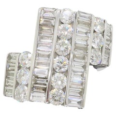Stunning, Custom Made, 4.40CTW Baguette & Round Diamond Cocktail Ring
