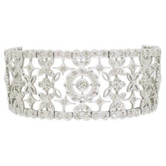Impressive Wide Floral Diamond Bracelet