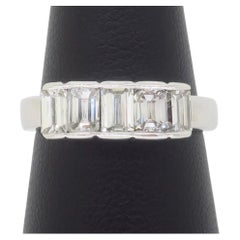 Platinum Emerald Cut Diamond Five Stone Band