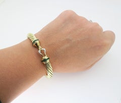 David Yurman Diamond & Emerald Cable Buckle Bangle Bracelet