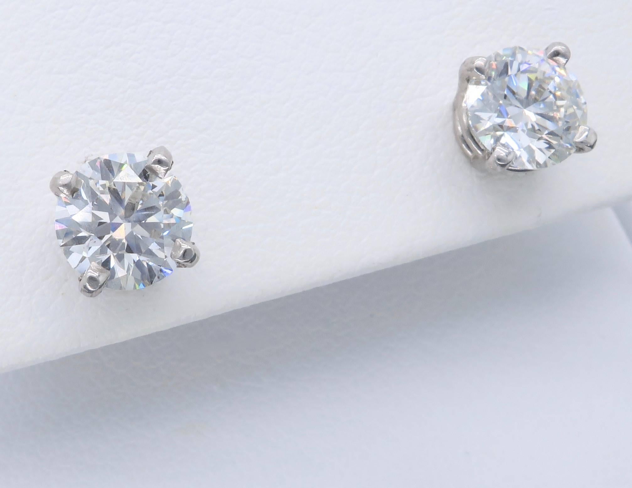 Women's or Men's Certified Hearts on Fire Diamond Stud Earrings in Platinum 