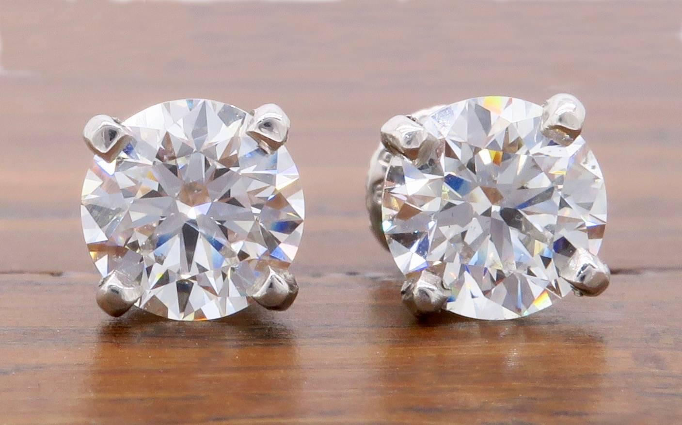 Certified Hearts on Fire Diamond Stud Earrings in Platinum  6