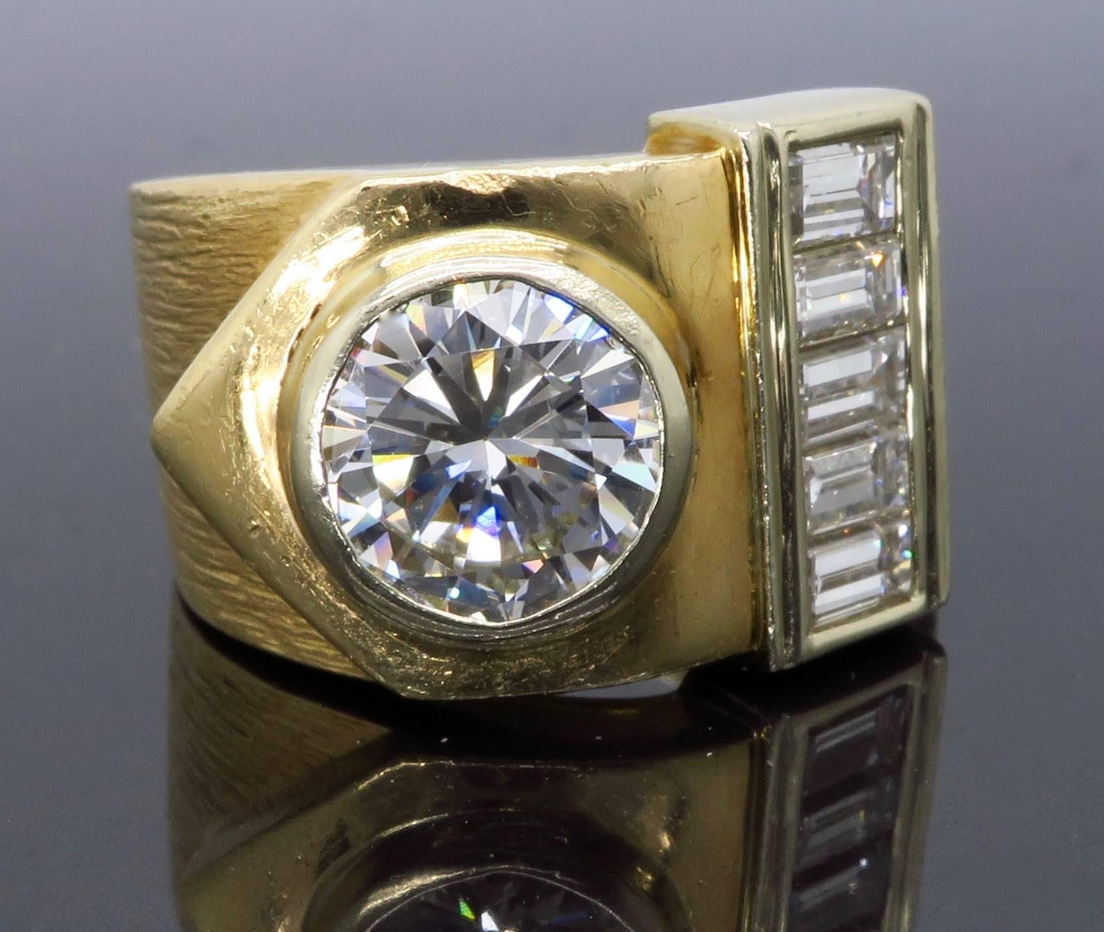 14 Karat Yellow Gold 1.98 Carat Diamond Ring In Excellent Condition In Webster, NY