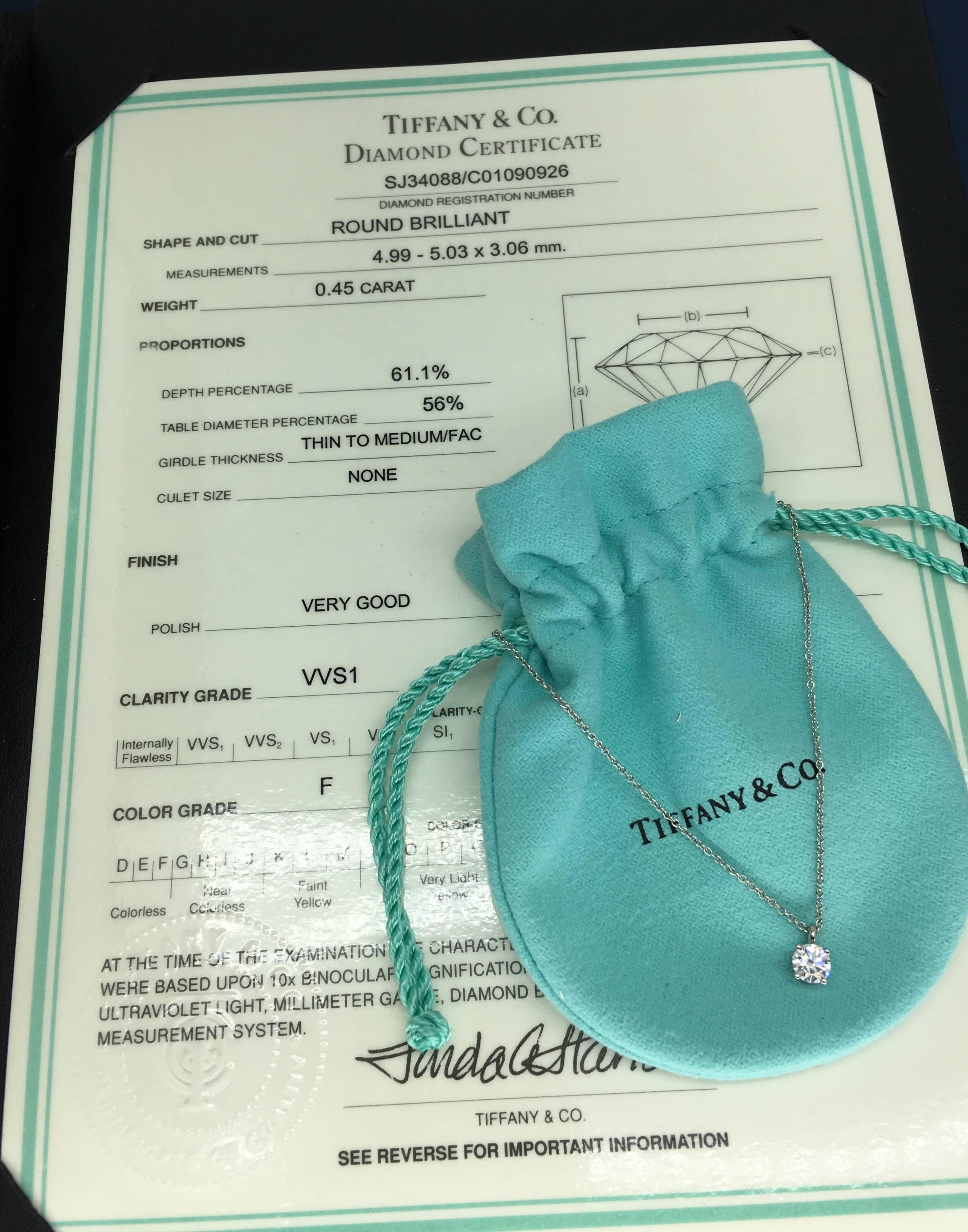 Platinum Tiffany & Co. .45 Carat Diamond Necklace 6