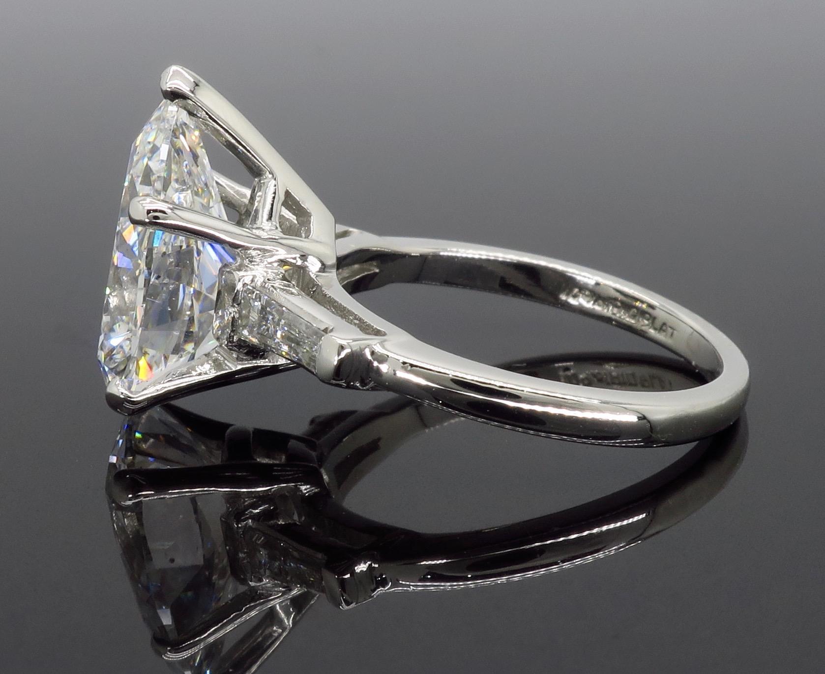 GIA Certified 4.83 Carat Pear Shaped Diamond Engagement Ring in Platinum 1