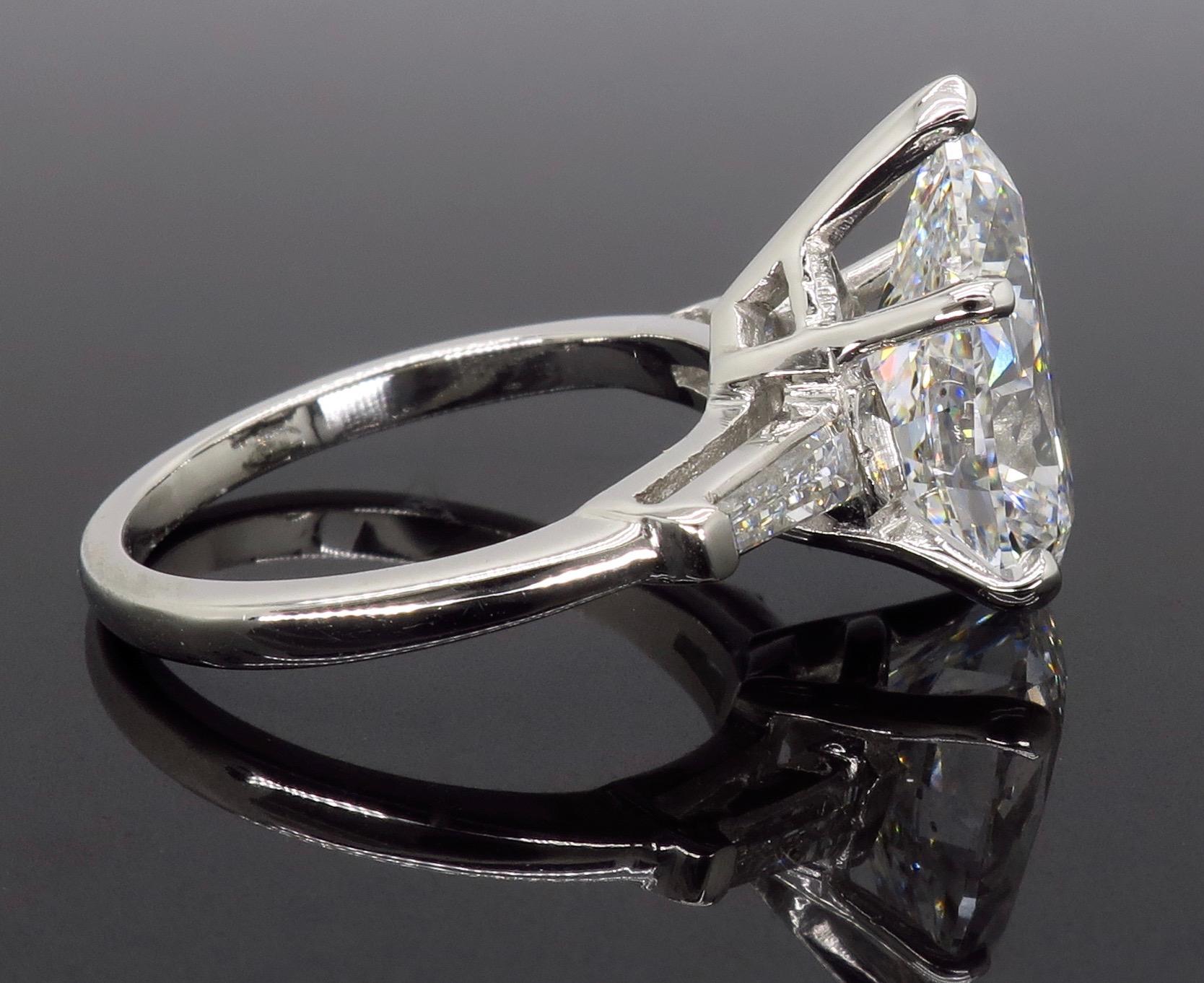 GIA Certified 4.83 Carat Pear Shaped Diamond Engagement Ring in Platinum 3