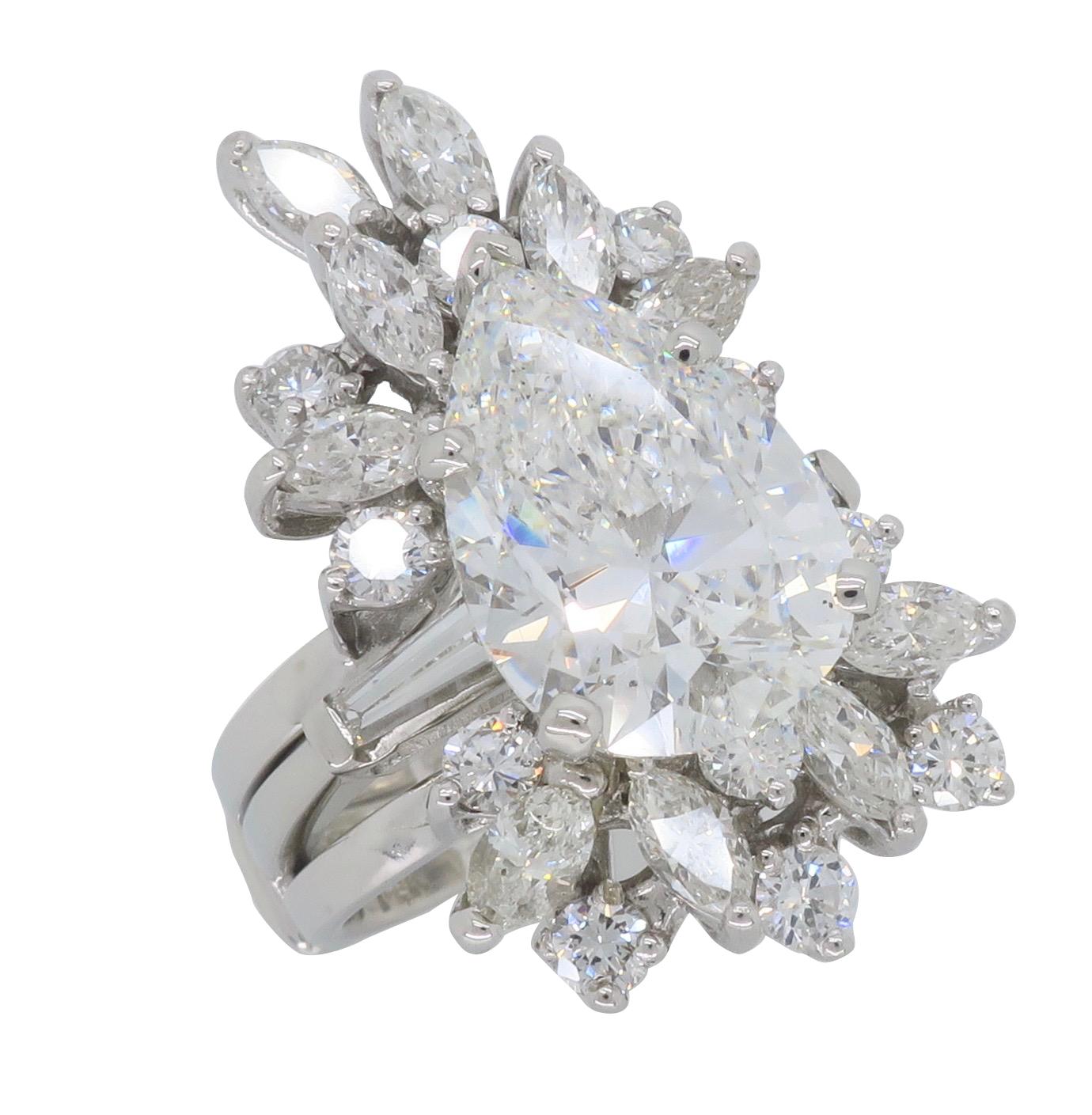 Pear Shaped Diamond Engagement Ring with Custom Diamond Wrap 4