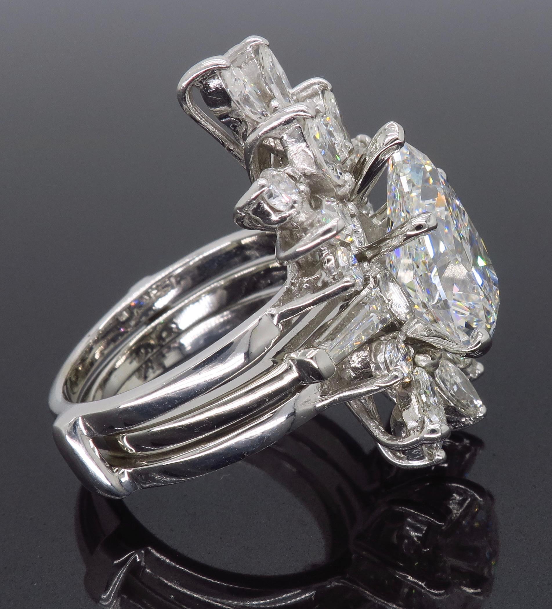 Pear Shaped Diamond Engagement Ring with Custom Diamond Wrap In Excellent Condition In Webster, NY