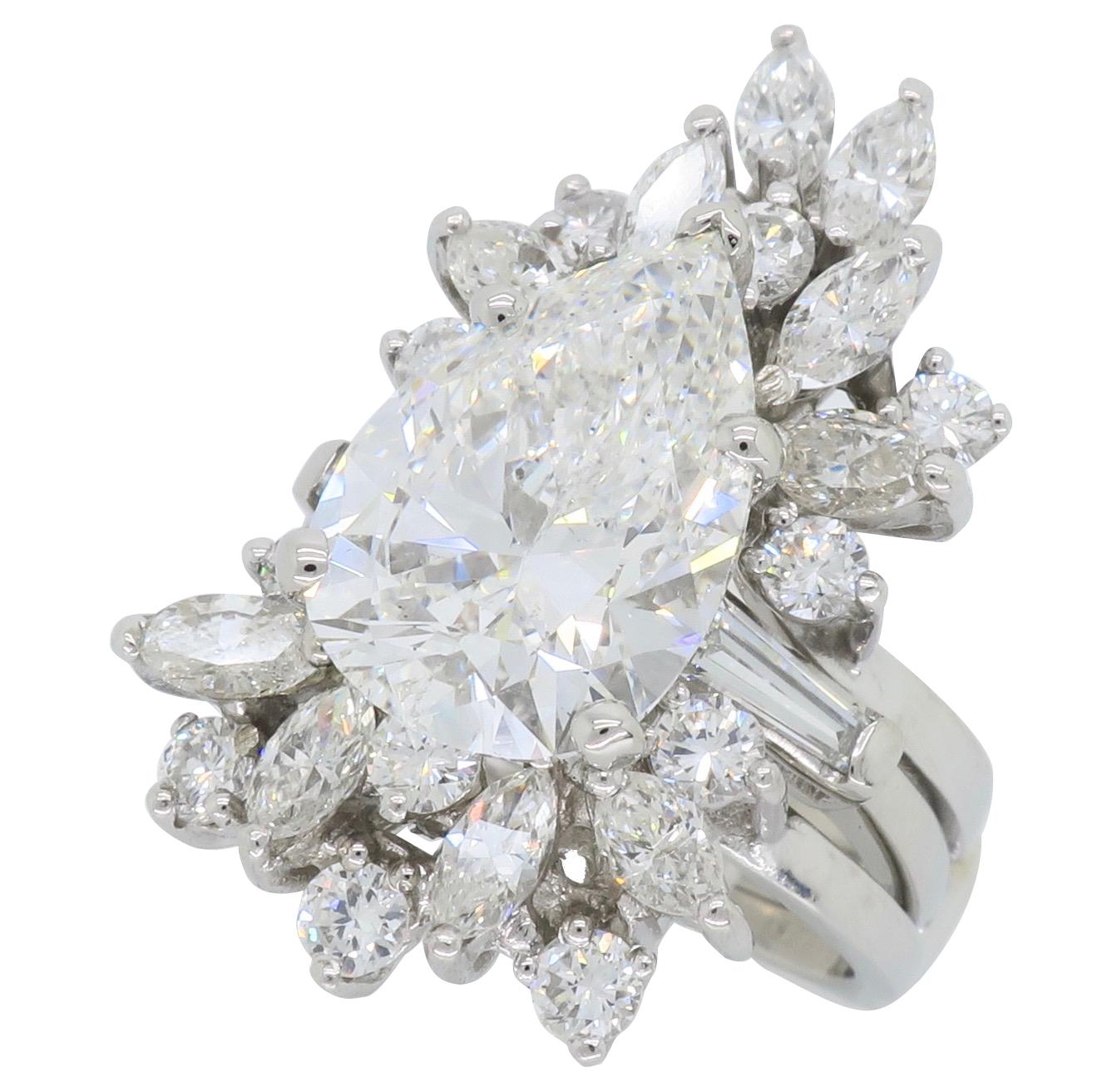 Pear Shaped Diamond Engagement Ring with Custom Diamond Wrap 3