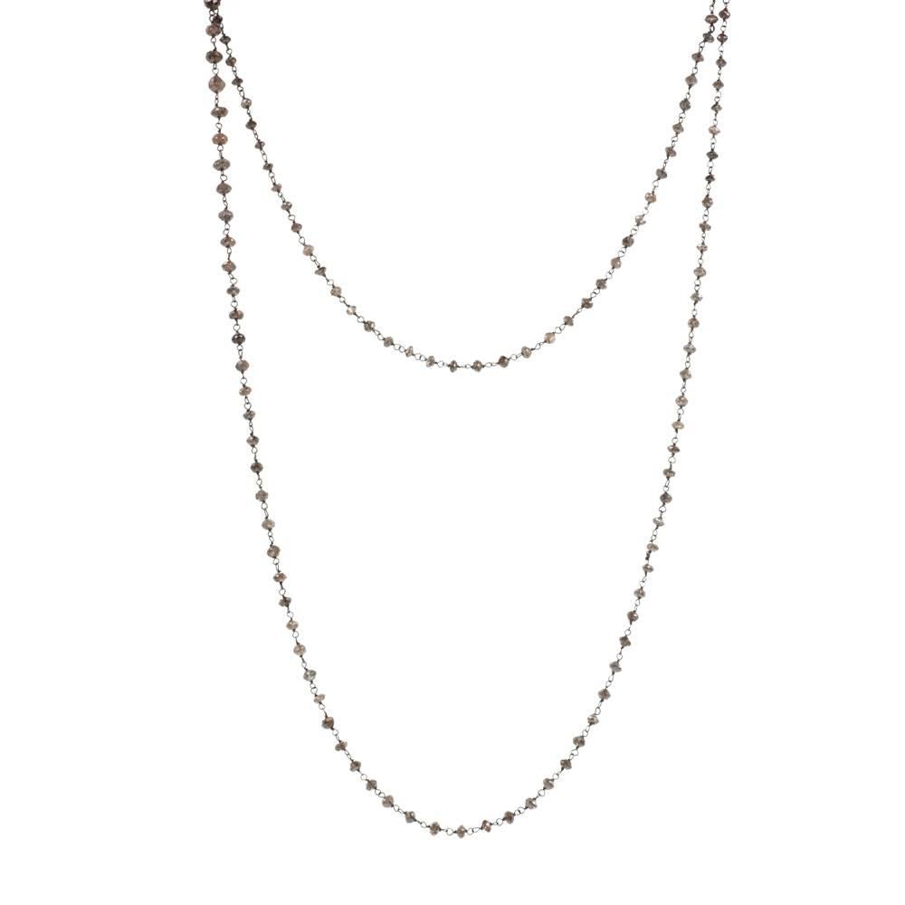 Brown Diamond Briolette Necklace in 18 Karat Gold For Sale