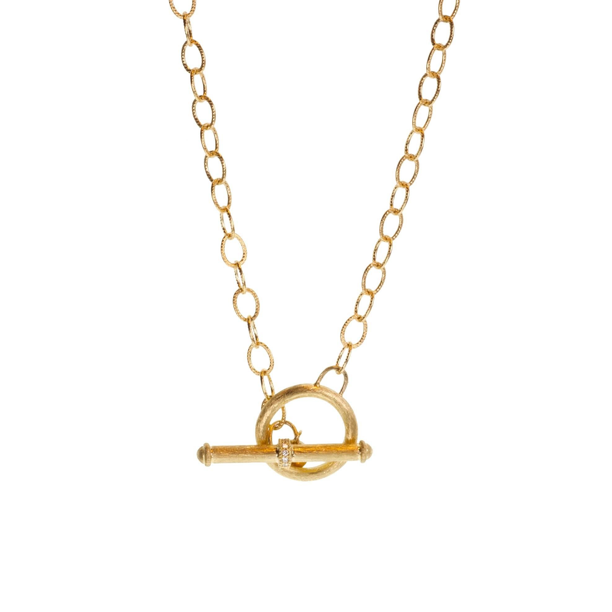 Jude Frances Diamond Toggle Chain Necklace in 18 Karat Yellow Gold For Sale