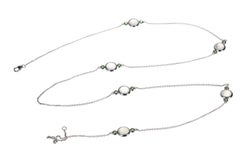 Moonstone and Tsavorite Station Necklace in 18 Karat White Gold