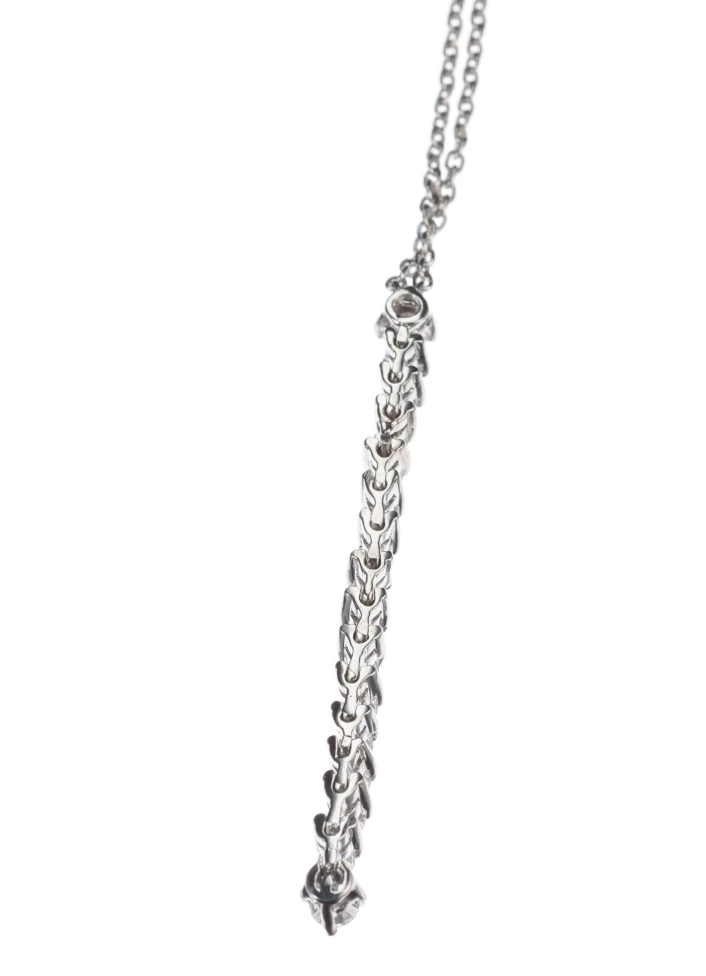Contemporary Diamond Platinum Line Pendant Necklace