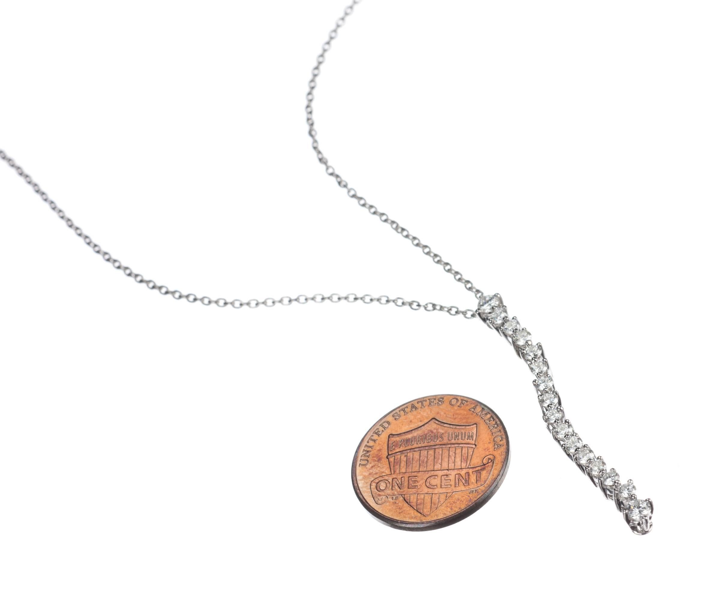 Diamond Platinum Line Pendant Necklace 1