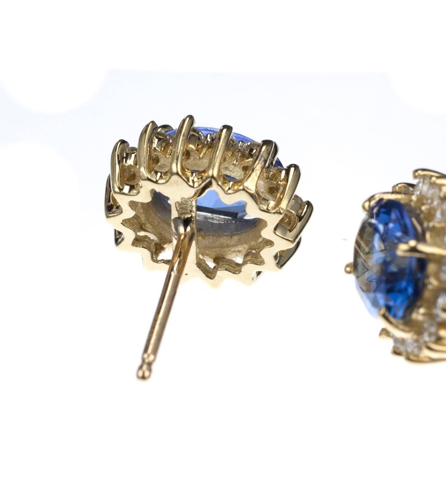 Women's Tanzanite Diamond Cluster Earrings 