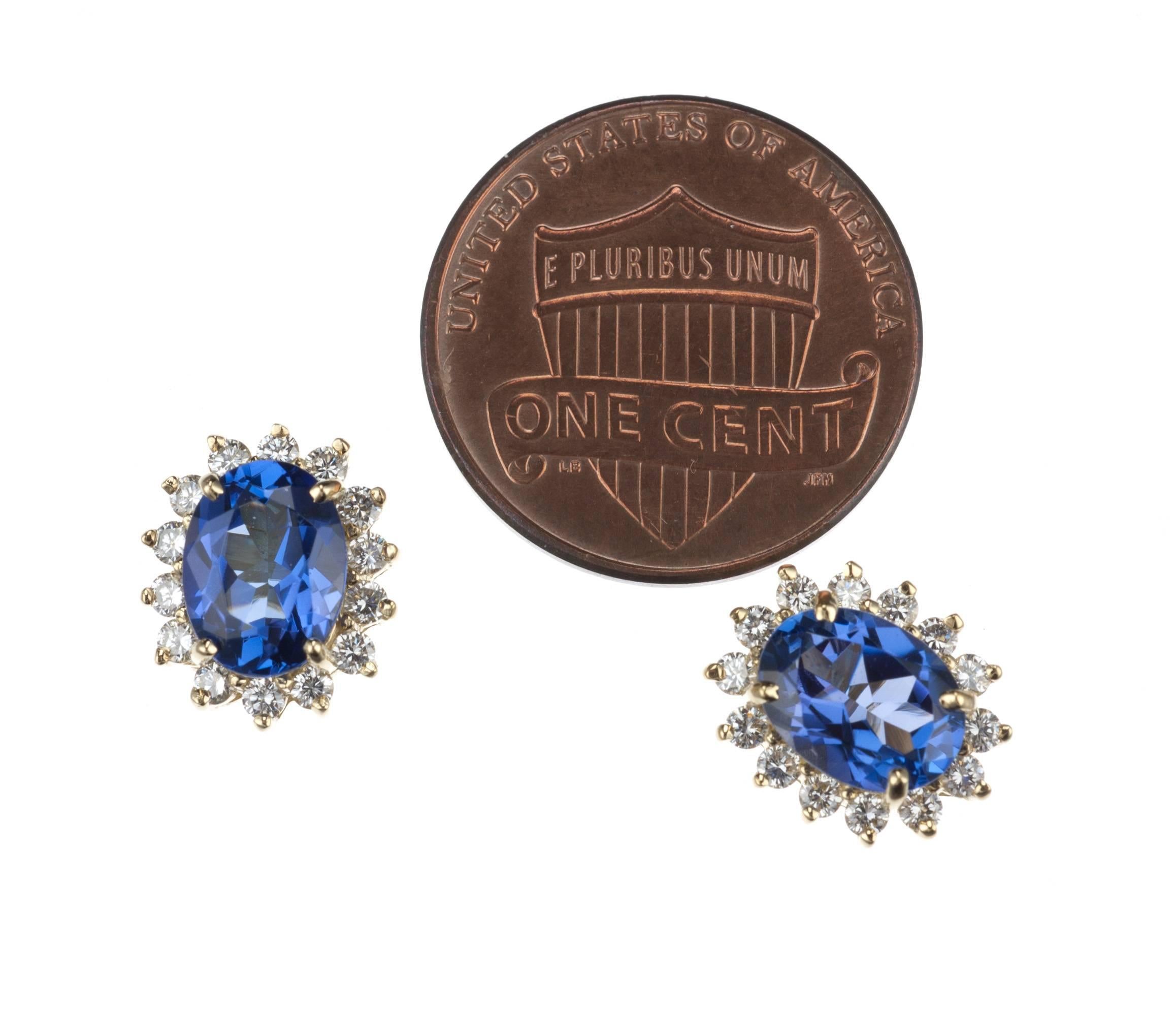 Tanzanite Diamond Cluster Earrings  1