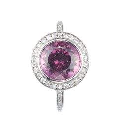 Rhodolite Garnet and Diamond Ring in Platinum