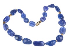 Tanzanite Necklace with 18 Karat Yellow Gold Rondelles