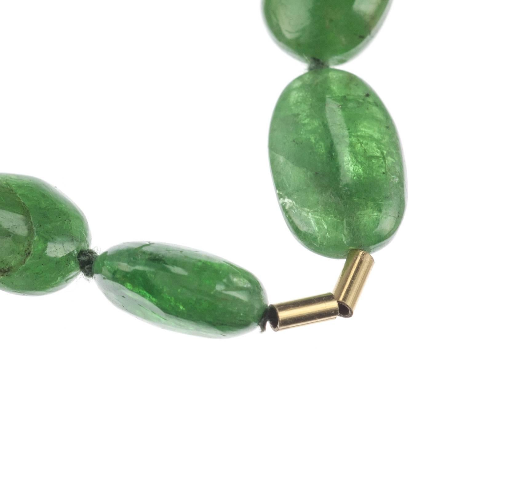 Contemporary Tsavorite Necklace with 18 Karat Yellow Gold Accents For Sale