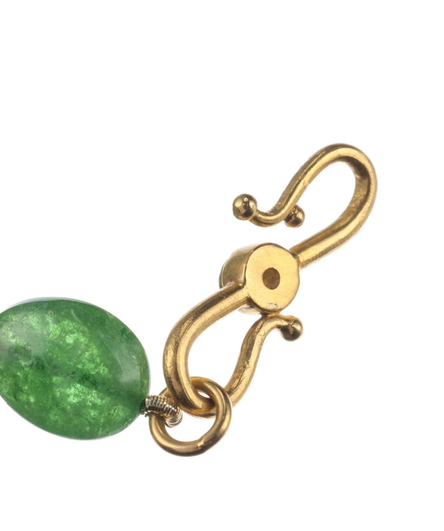 Tsavorite Necklace with 18 Karat Yellow Gold Accents For Sale 1