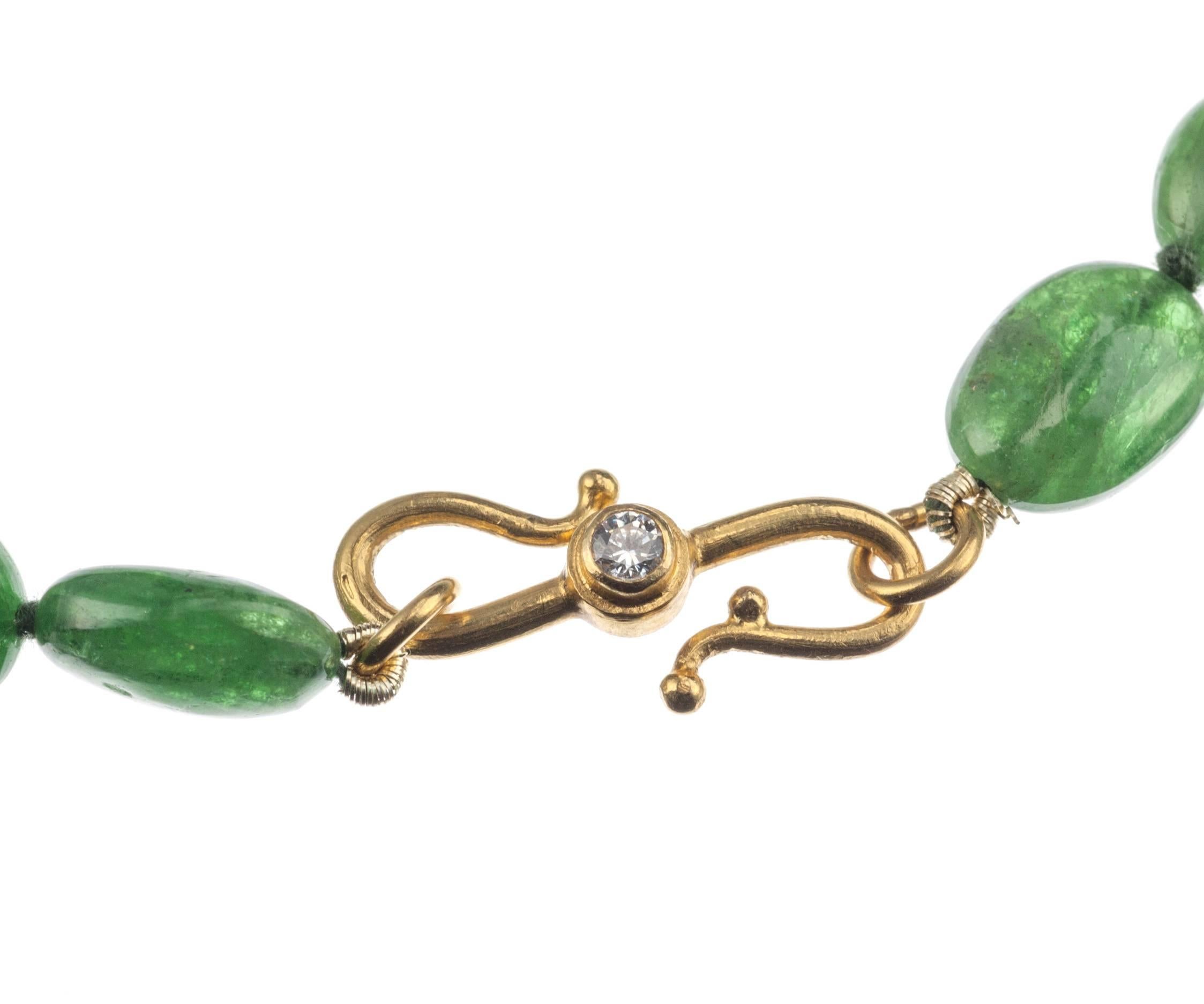 Women's Tsavorite Necklace with 18 Karat Yellow Gold Accents For Sale