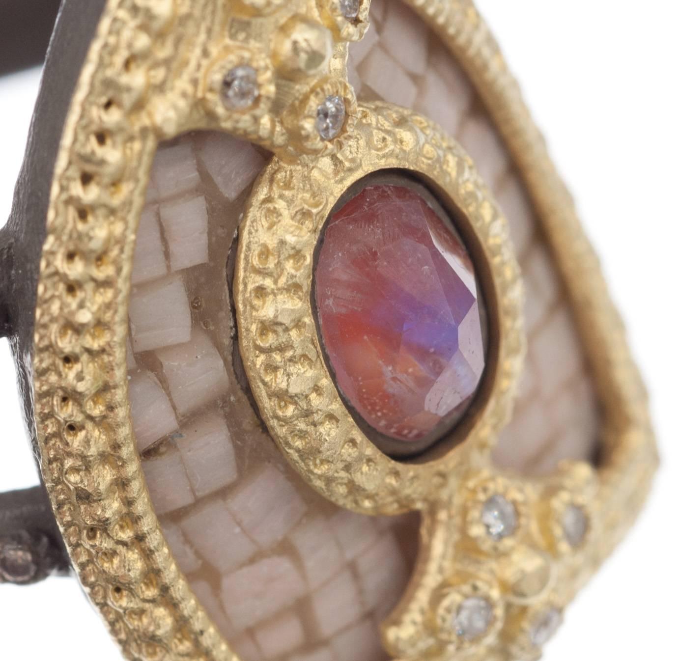 Women's or Men's Armenta ‘Old World’ Red Jasper and Moonstone Ring For Sale