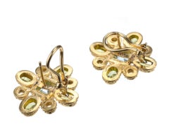 Maija Neimanis Peridot and Aquamarine Earrings in 22- and 18 Karat Yellow Gold