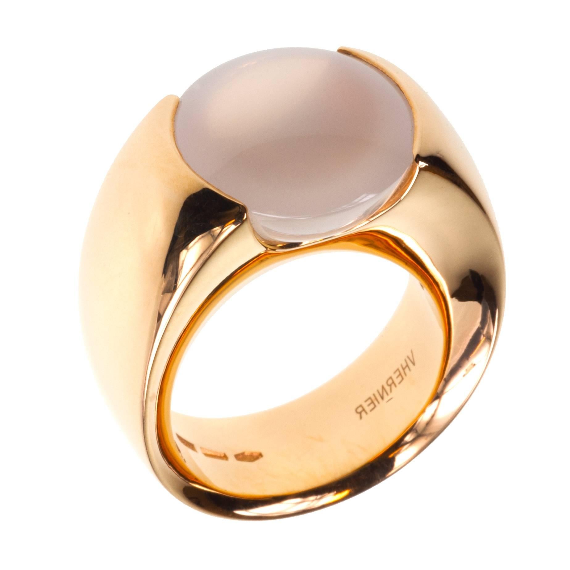 Vhernier “Bonbon” Pink Opal Ring in 18 Karat Rose Gold For Sale