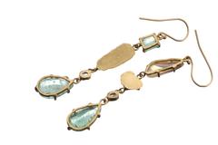 Margery Hirschey Boulder Opal and Emerald 22-Karat Gold Drop Earrings