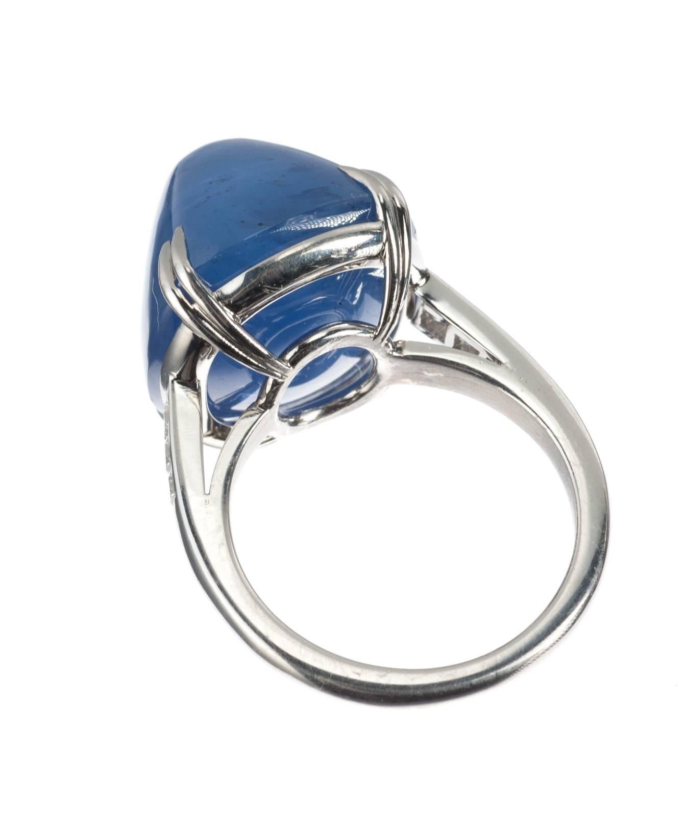 Lucie Campbell Sugarloaf-Cut Sapphire Diamond Platinum Ring For Sale at ...
