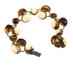 Citrine Cabochon and 18 Karat Yellow Gold Bracelet