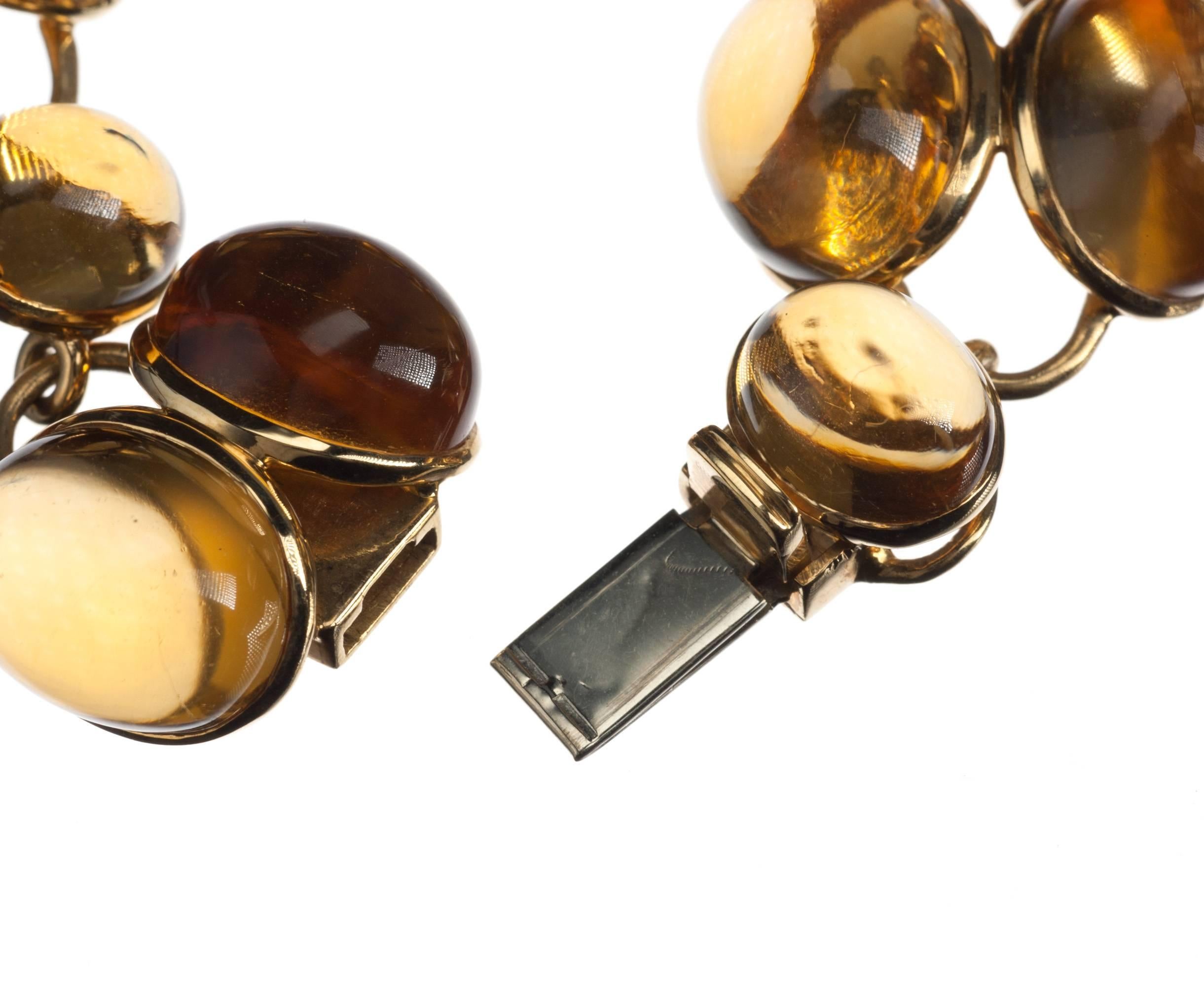 Citrine Cabochon and 18 Karat Yellow Gold Bracelet For Sale 2