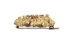 Brownish-Orange Fluorite Crystal and Diamond Brooch