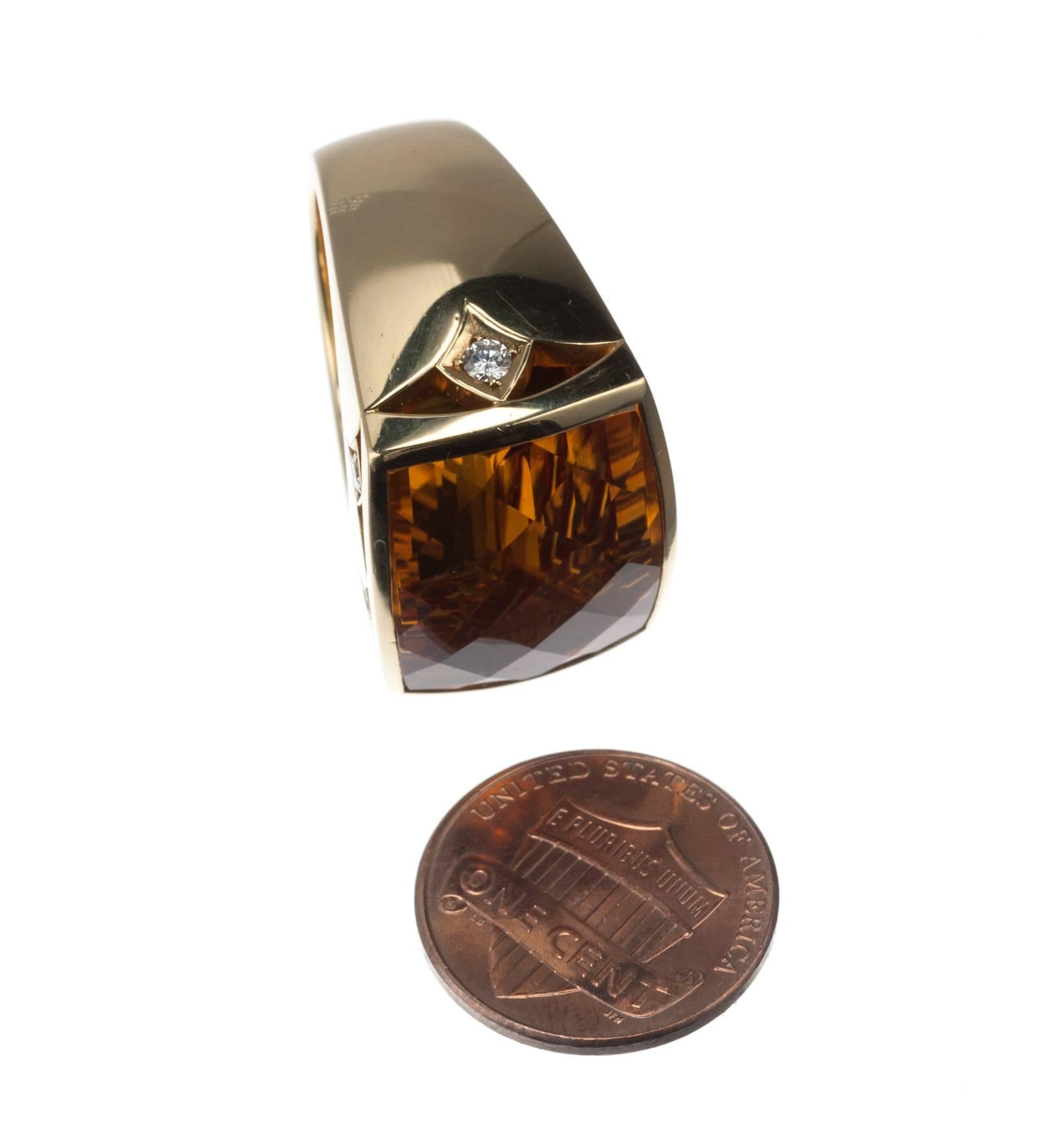 Crafted with the bold showmanship designer Stephen Webster is known for, this ring features a remarkable rectangular checkerboard-cut citrine, 16x20mm, set in a solid 18-karat yellow gold mounting accented with subtle arches set with 6 brilliant-cut