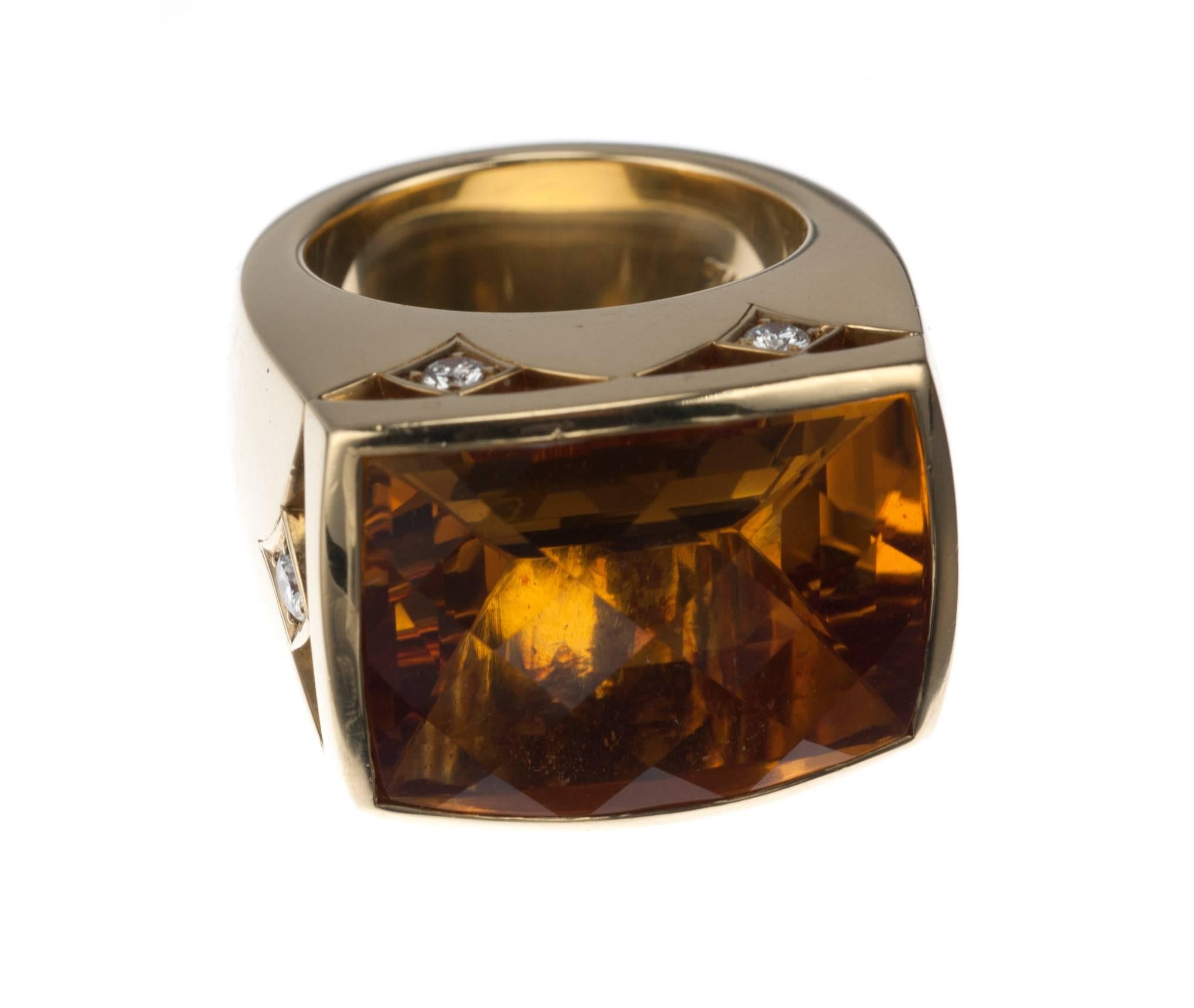 Women's Stephen Webster Citrine and Diamond 18 Karat Yellow Gold Ring For Sale