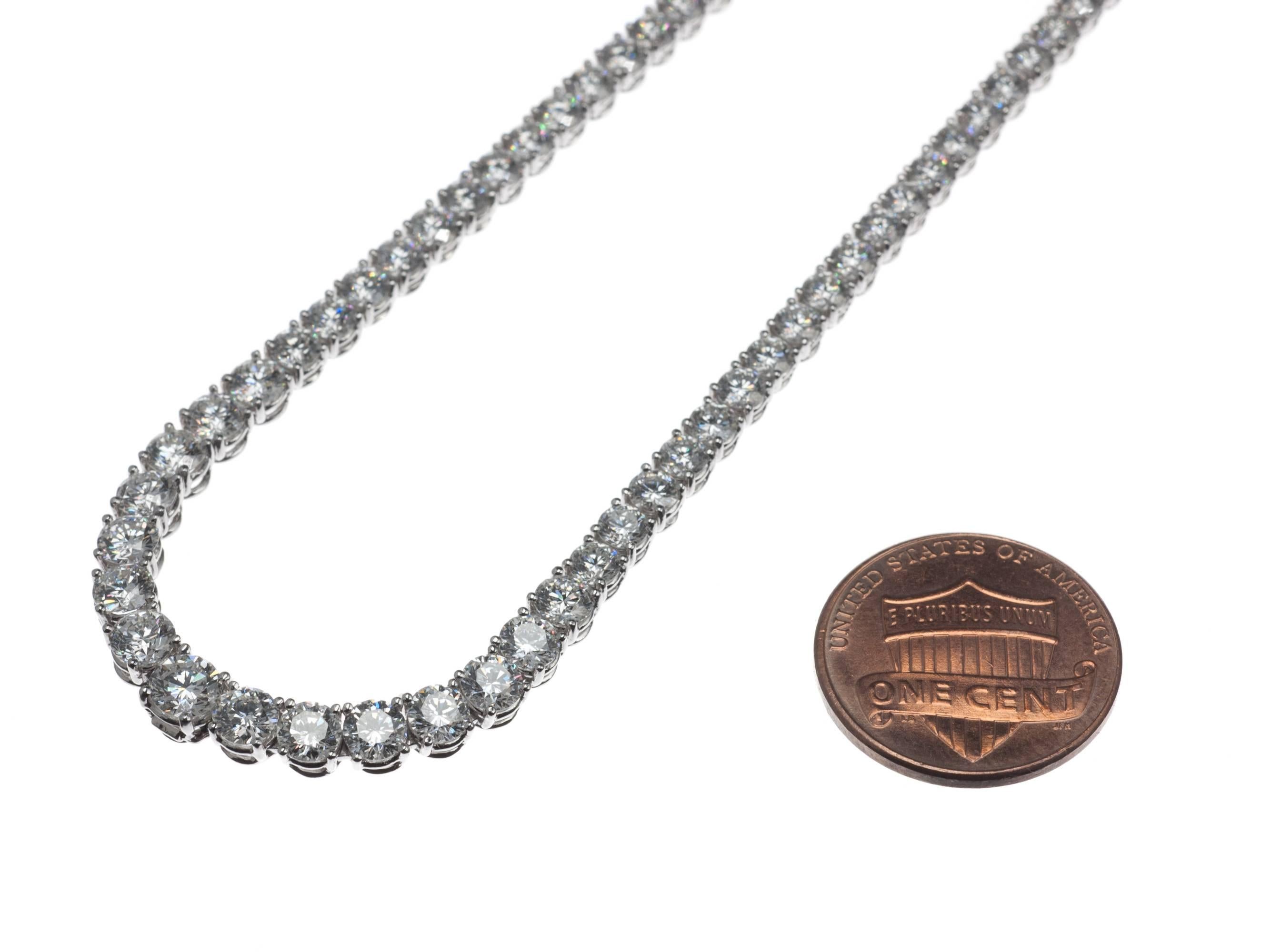 Diamond Platinum Riviera Necklace For Sale 4