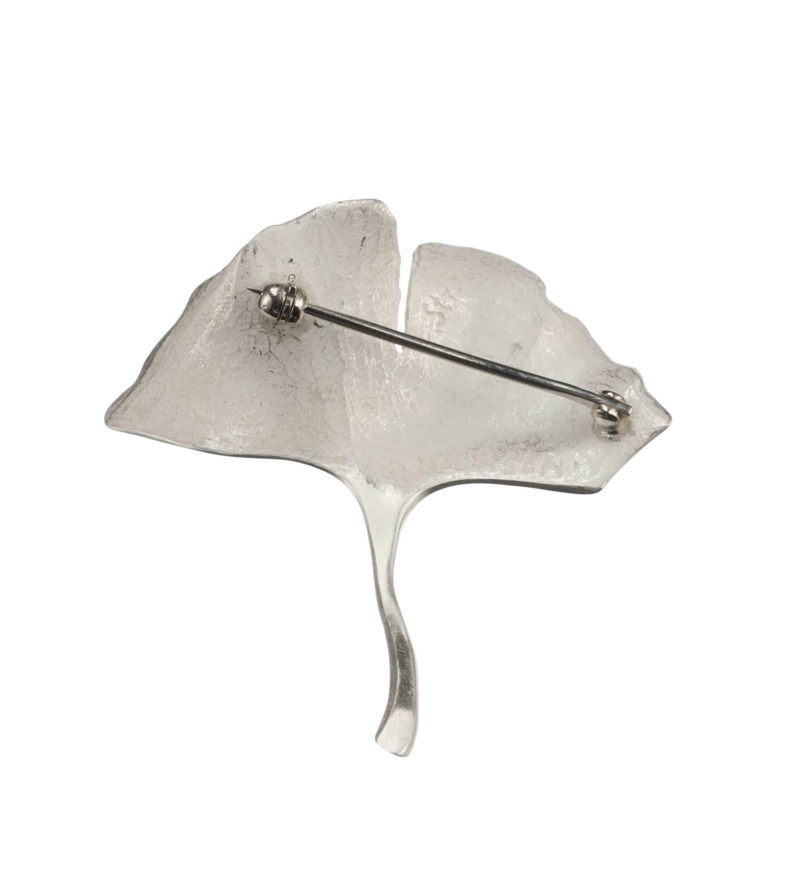 Women's John Iversen Ginkgo Leaf Pin in Sterling Silver
