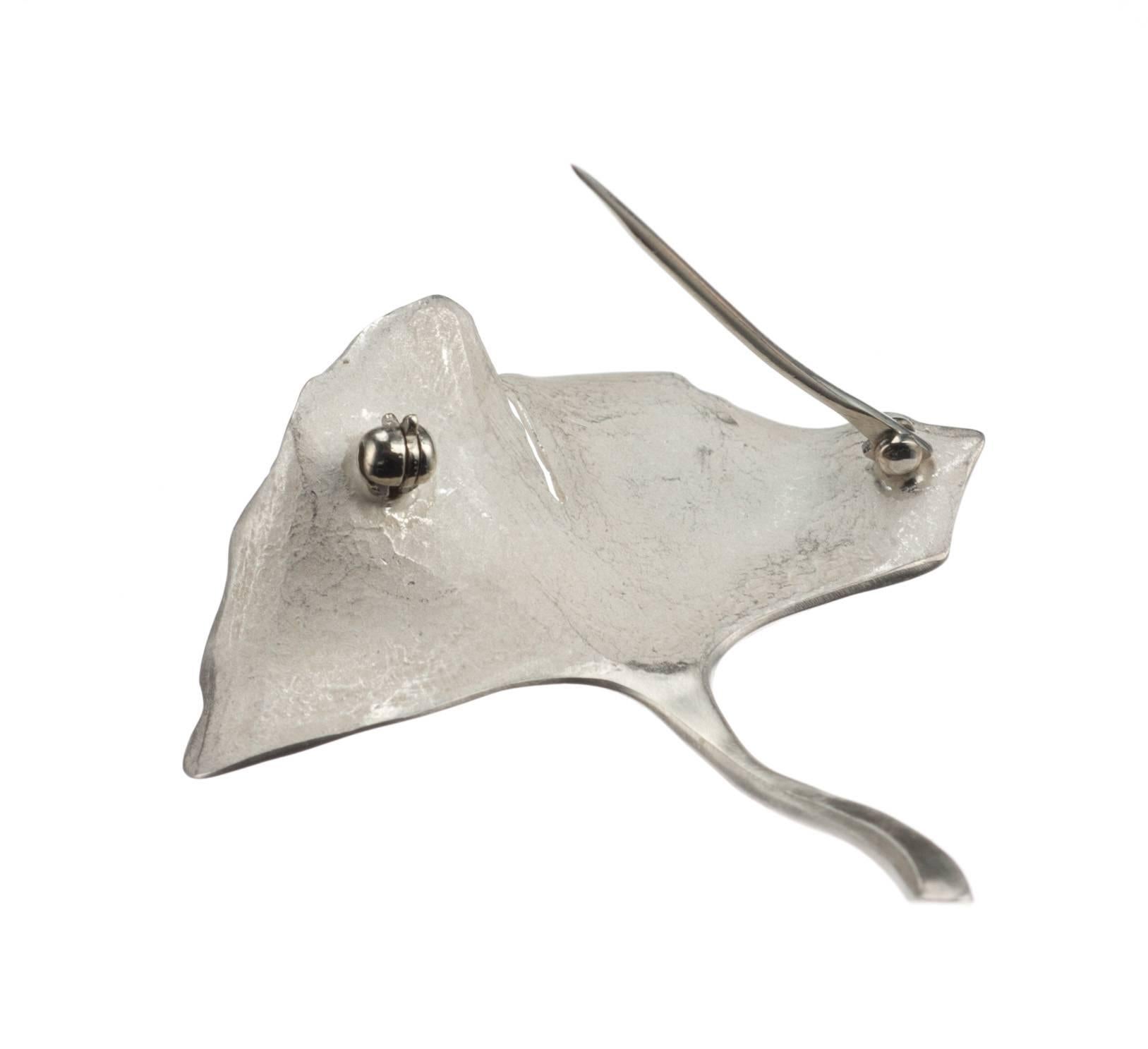 John Iversen Ginkgo Leaf Pin in Sterling Silver 1