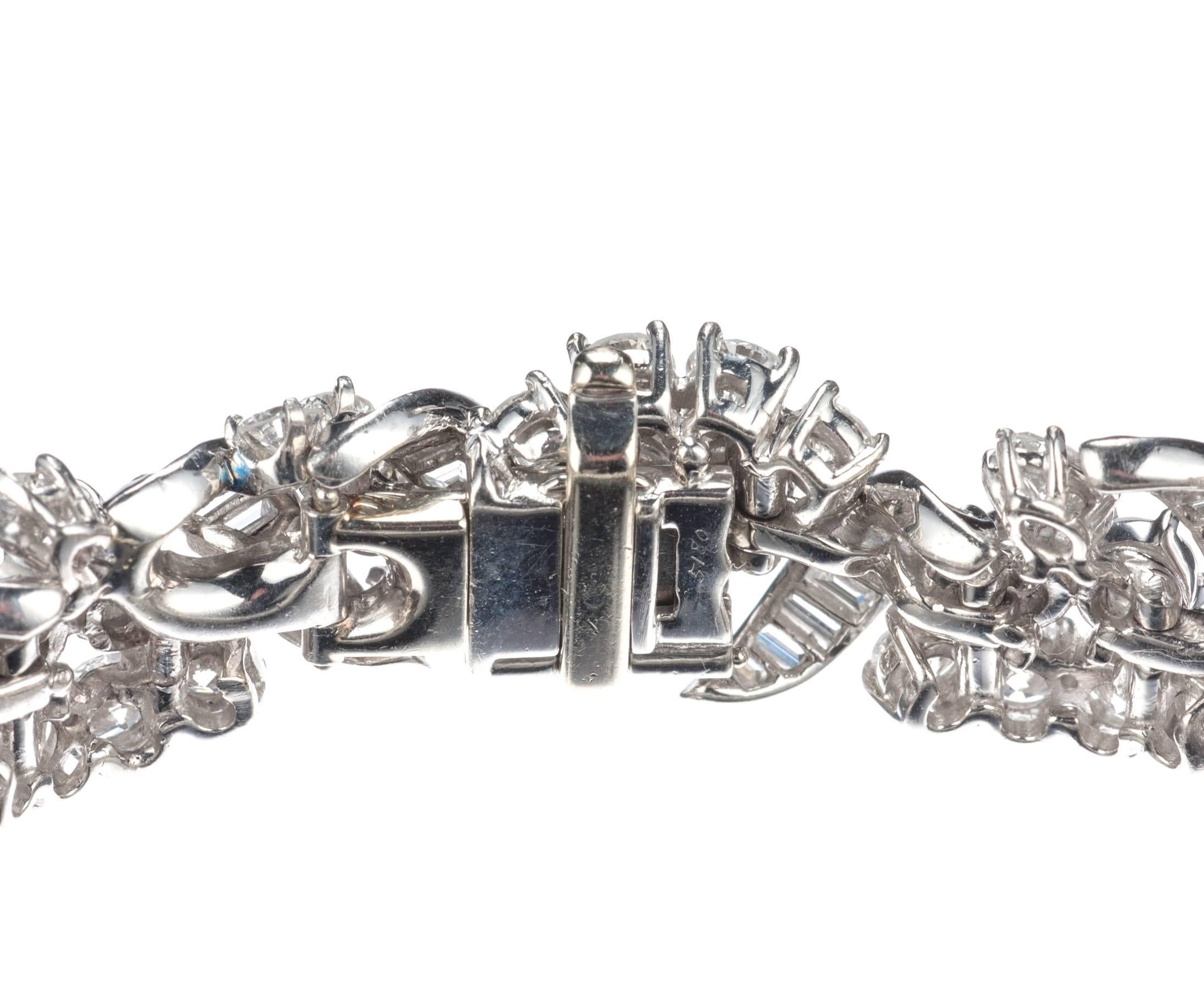 Modern Platinum and Diamond Garland Bracelet