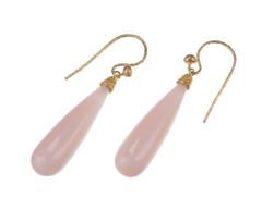 Pink Opal Drop Earrings in 22 Karat Yellow Gold